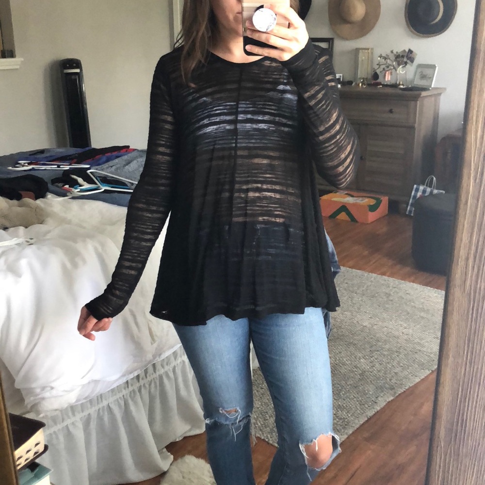 Sheer striped long sleeve